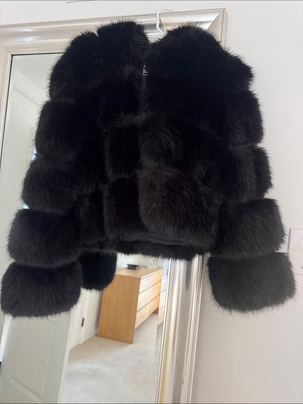 Adrienne Landau Black Faux Fur Teddy Jacket